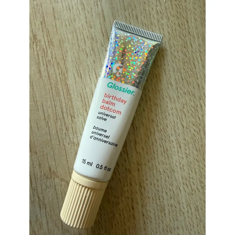 New Glossier Birthday Balm Dotcom Universal Salve Lip Balm Glitter 0.5oz